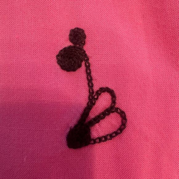 Moda International Embroidered Pink Long Sleeve Dress with Brown Trim Size M - Picture 8 of 15